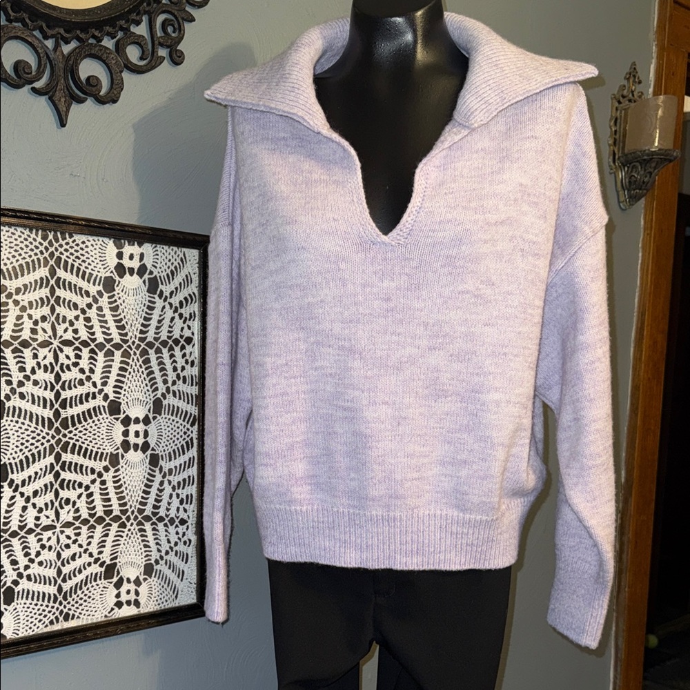 Topshop Light Purple V-Neck Sweater